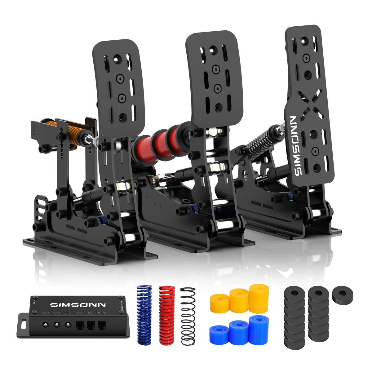 SIMSONN Plus X Sim Racing Pedals Pedales de simulación de carreras celda de carga PC Pedal hidráulicos HE Soporte para reactor háptico (Plus X-P3-H3)