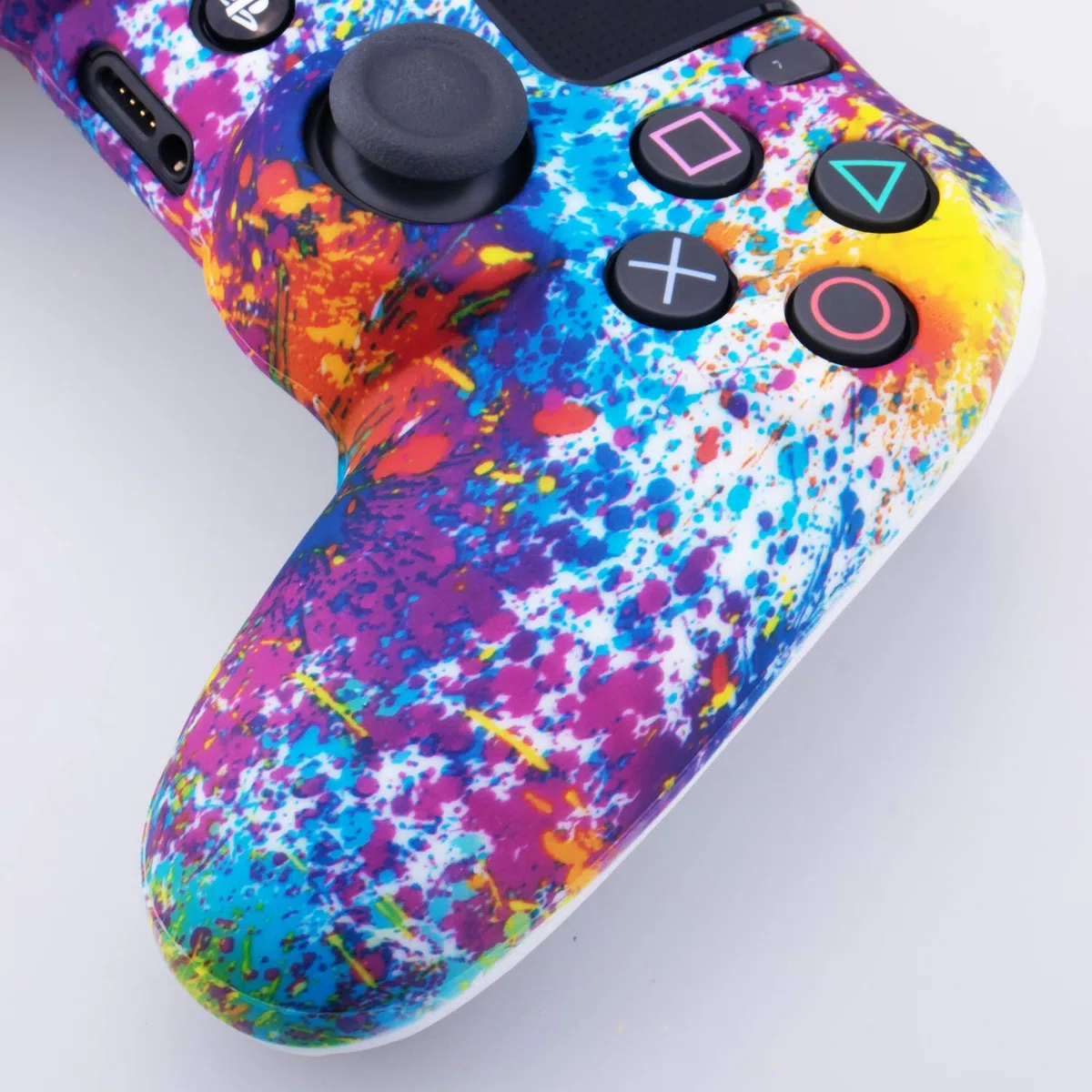 YoRHa Transferencia Agua Impresión Silicona Fundas Protectores Cubierta para PS4/Slim/Pro Dualshock 4 Mando x 1 (Salpicaduras de Pintura) con Thumb Gripsx 10