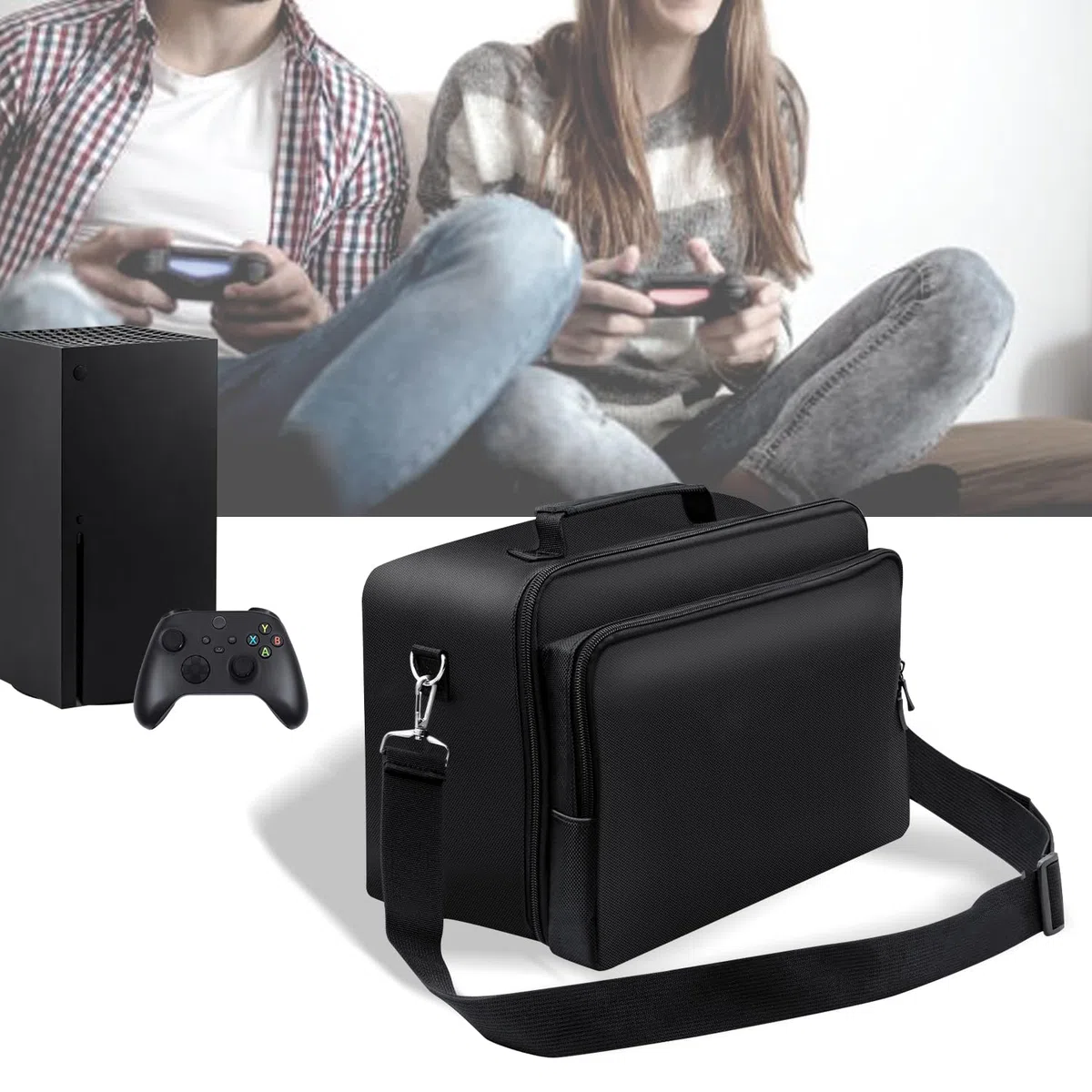 Mcbazel Funda Protectora para Xbox Series X, Funda de Transporte para Consola Xbox Series X, Controlador, Cables y Otros Accesorios, Black, Estuche de Viaje