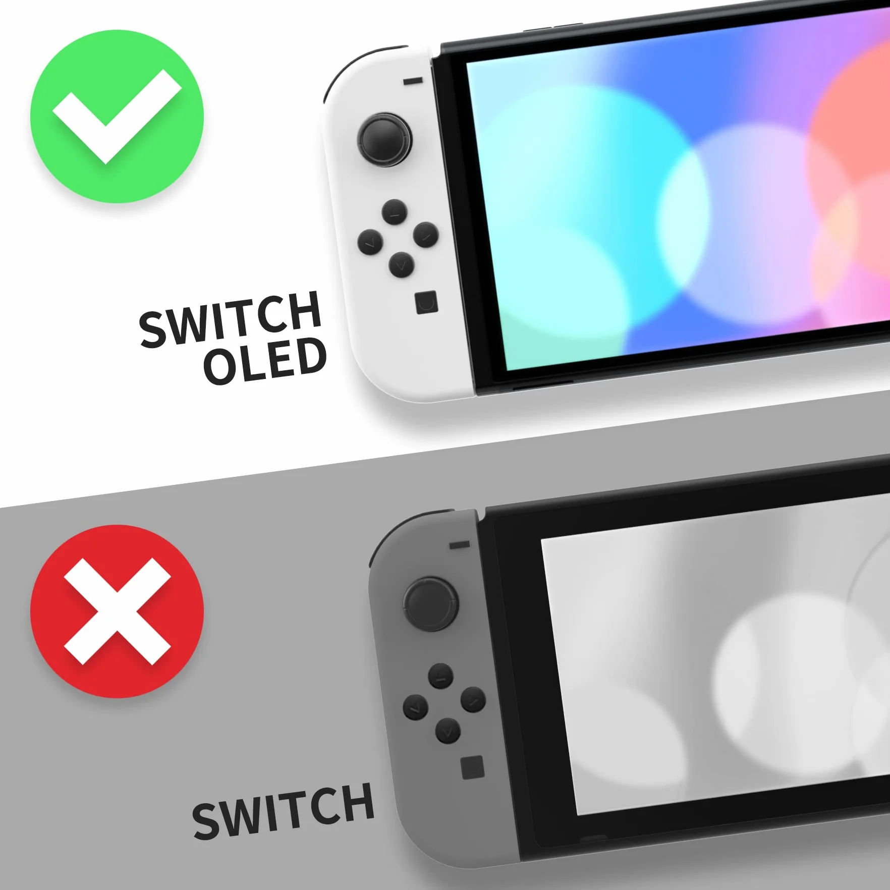 eXtremeRate Carcasa Transparente para Nintendo Switch OLED, Tapa Trasera & Soporte Placa con Botones Coloridos para NSO, Funda Protectora NS Joycons - Negro