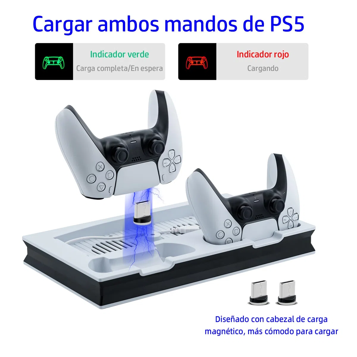 Mcbazel Soporte de Refrigeración Vertical para PS5 CFI-1016 y 1116AB,Estación de Refrigeración LED con Carga de Doble Mando para PlayStation 5 - Blanco (No para PS5 CFI-2016AB I Pro CFI-7021AB01)