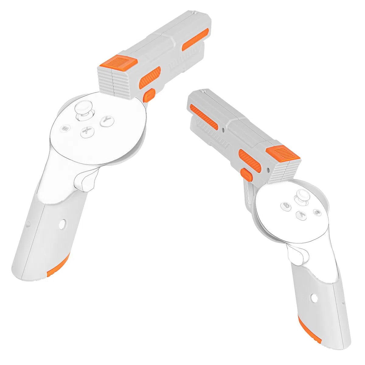 Geekria VR Game Gun Controller Cover compatible con Meta Quest 3, accesorios de mango de juego de disparos, sensación de sujeción de realidad de juegos FPS mejorada (1 par)