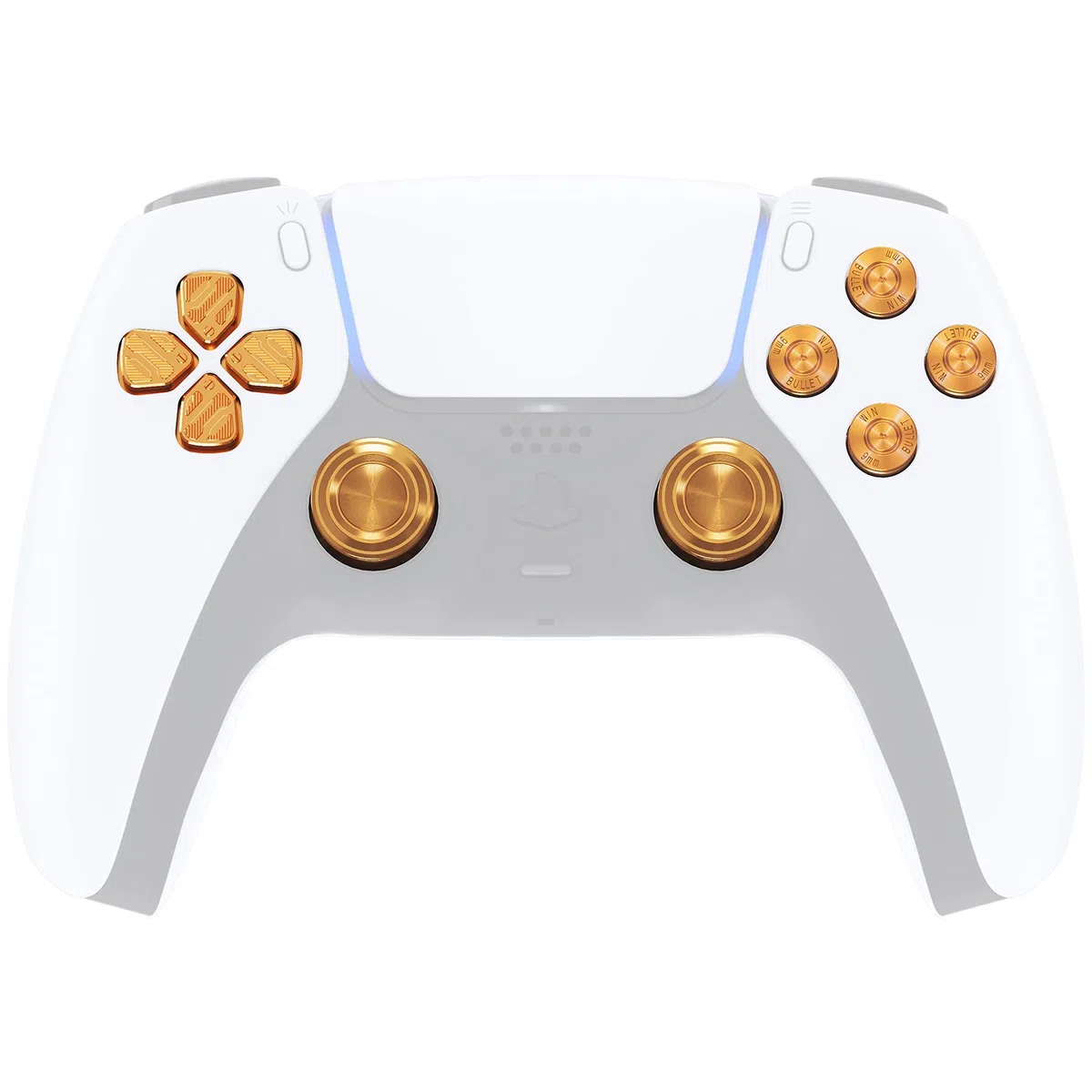 eXtremeRate Joysticks y Botones Metálicos para ps5 Mando, Repuestos de Thumbsticks Dpad ABXY de Metal, Tecla Analógica de Aluminio, Palanca Signo y Dirección para ps5 - No Incluye Control (Dorado)