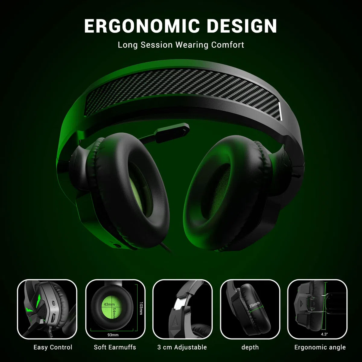 EKSA Fenrir Auriculares Gaming con Micrófono, RGB Cascos Gaming Compatibles con PS4, PS5, Xbox One, PC, Switch, Suave Orejeras de Memoria, Diadema Acolchada y Ajustable, 3.5mm Jack para PC