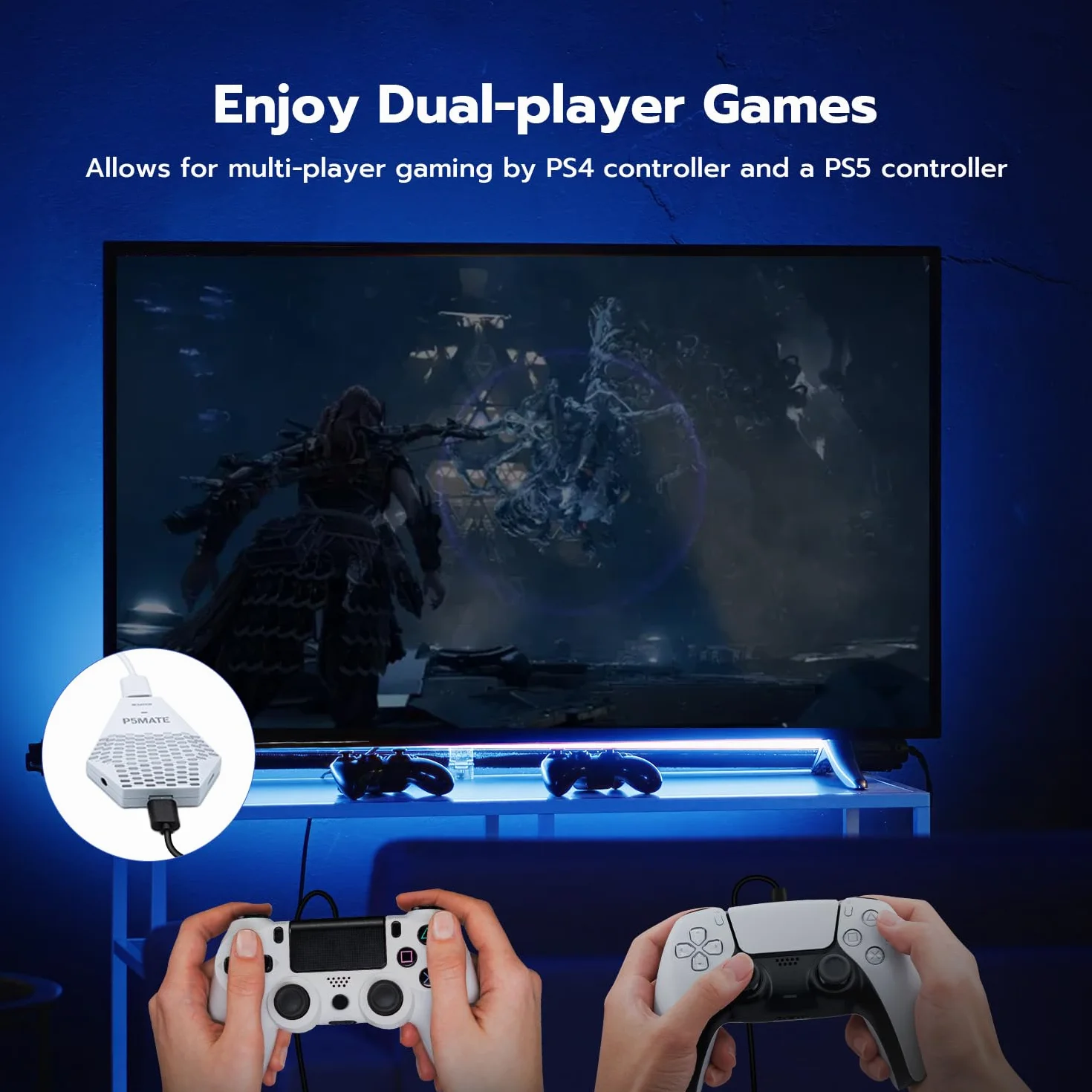 Besavior P5 Mate Adaptador USB para PS5/PS5 Slim, Accesorios de Conversor de Juegos para PS5, Compatible con Juegos multijugador, Baja latencia