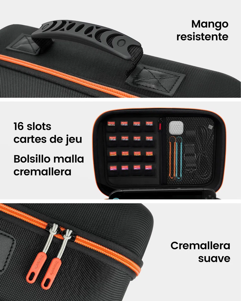 Funda Grande Compatible con Nintendo Switch 2 2025, Estuche Rígido de Transporte con 16 Ranuras para Tarjetas, Funda Protectora Antigolpes para la Consola Switch 2 y Otros Accesorios Switch 2