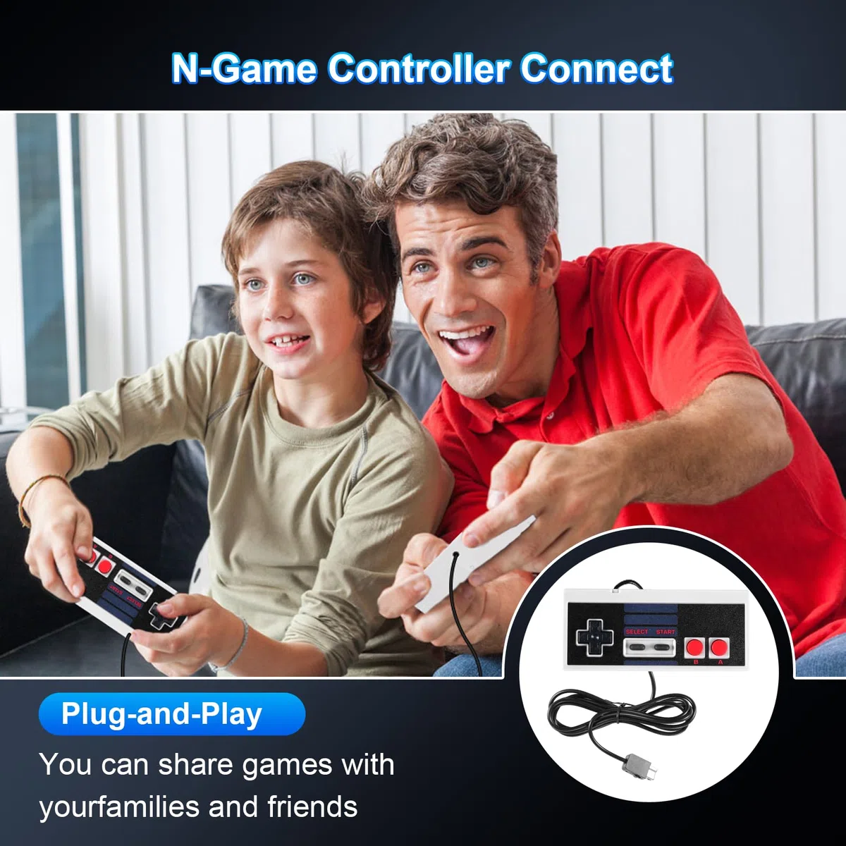 Binghe NES Game Controller, Mini Classic Edition Controller con NES Interfaz y Compatible con Nintendo NES/PC/M-A-C/Raspberry Pi 3(2 Piezas)