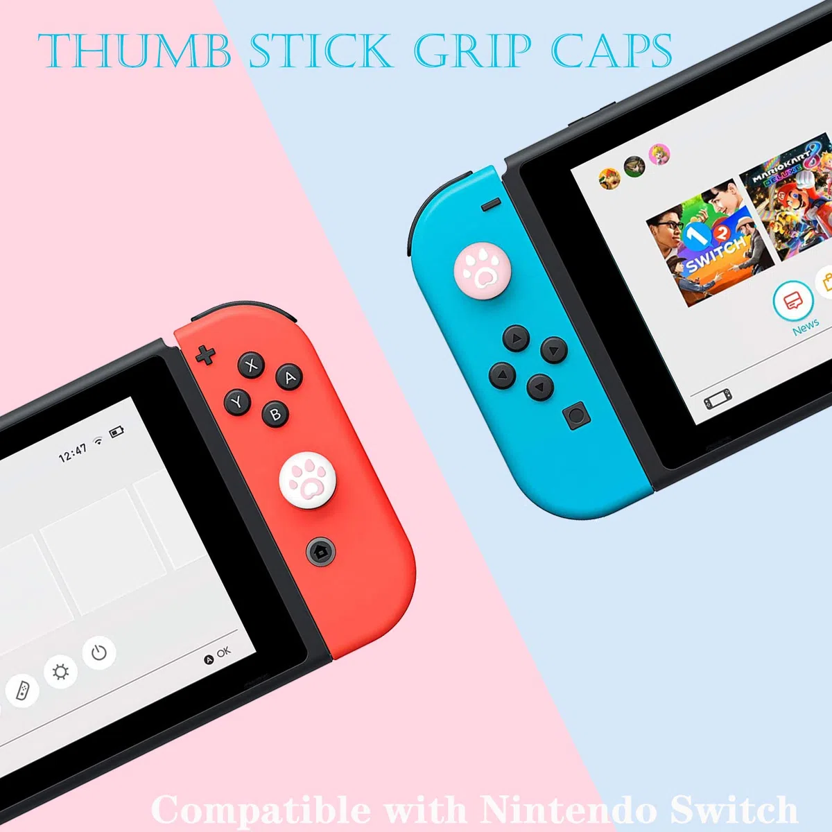 OLDZHU - Funda protectora para Nintendo Switch Joy-Con, incluye protector de pantalla de cristal y 4 agarraderas para el pulgar, absorción de golpes y antiarañazos