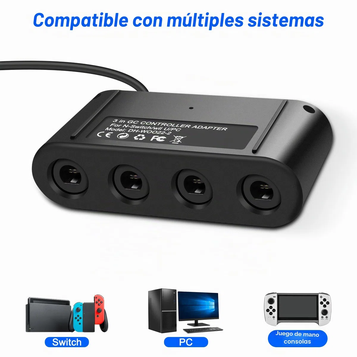 MEIRIYFA Adaptador de controlador Gamecube para Switch, compatible con Super Smash Bros, 4 puertos con características turbo y vibración