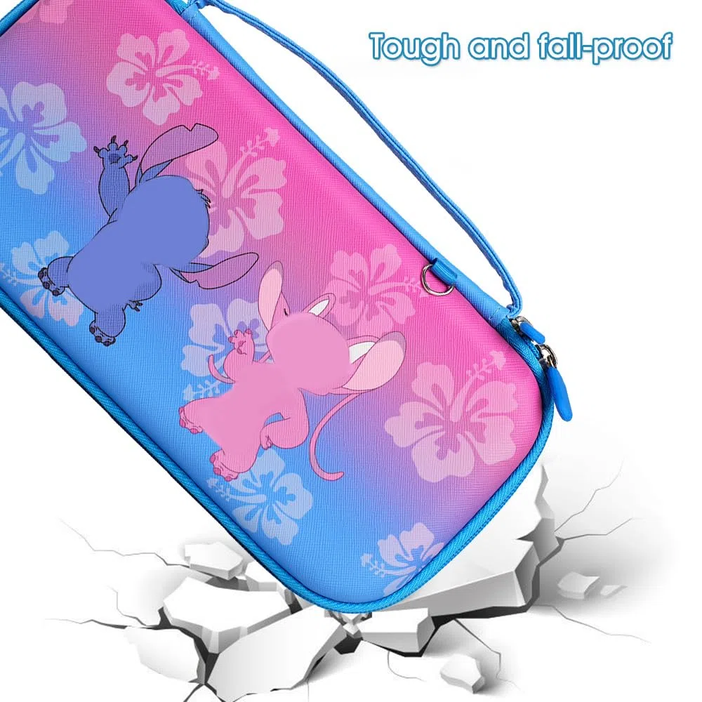 PERFECTSIGHT Funda de transporte para consola Nintendo Switch con accesorios 10 en 1, Paquete azul y morado, S y A