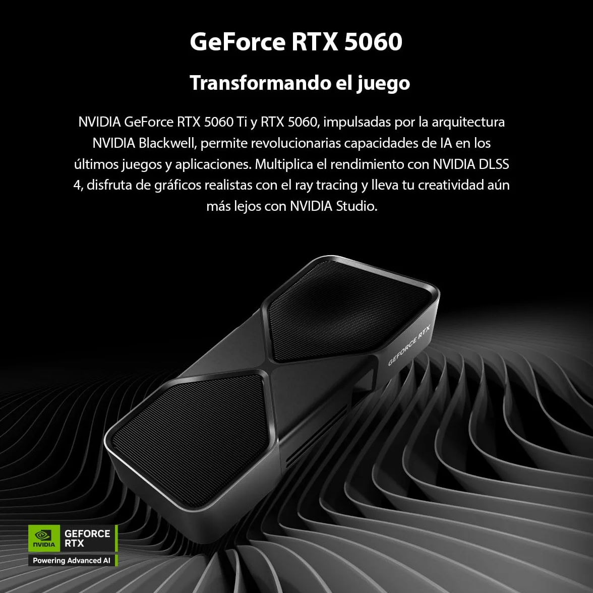 YEYIAN PC Gaming Elara Z5 Copilot Esports AMD Ryzen 5 9600X 6 Cores a 5,4 GHz | NVIDIA GeForce RTX 5060 8GB GDDR7 | 32GB DDR5 6000 MHz | 1TB SSD M.2 NVMe Gen4 | LAN, WiFi, Bluetooth | Windows 11 Pro