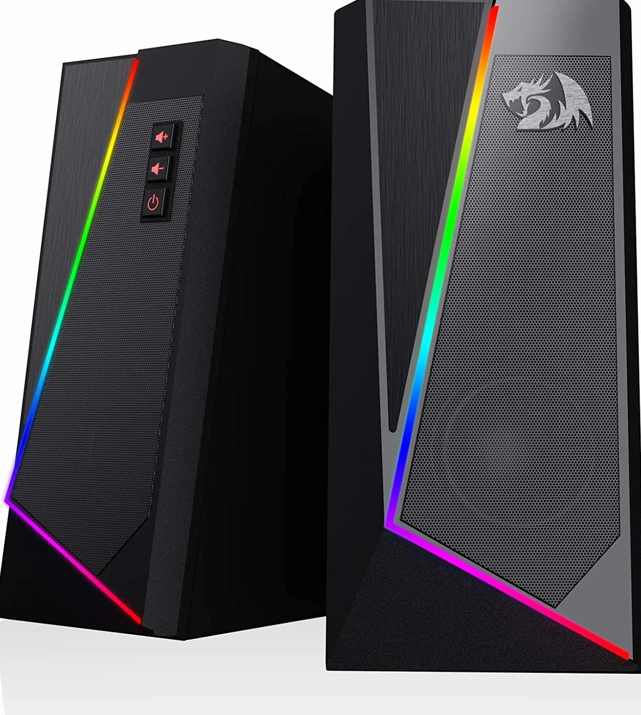 Redragon GS520 RGB Altavoces de Escritorio, Altavoz estéreo de 2.0 Canales para PC con 6 Modos LED de Colores, Graves mejorados y Control de Volumen de fácil Acceso, Alimentado por USB
