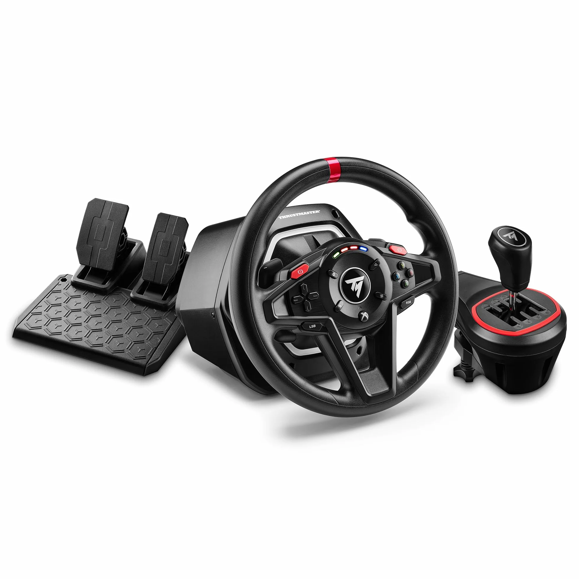 Thrustmaster T128 Shifter Pack - Kit de Volante de Carreras y Palanca de Cambios TH8S para Xbox Series X|S, Xbox One y PC (Force Feedback Dinámico, LEDs de Velocidad, 8 Marchas) Negro