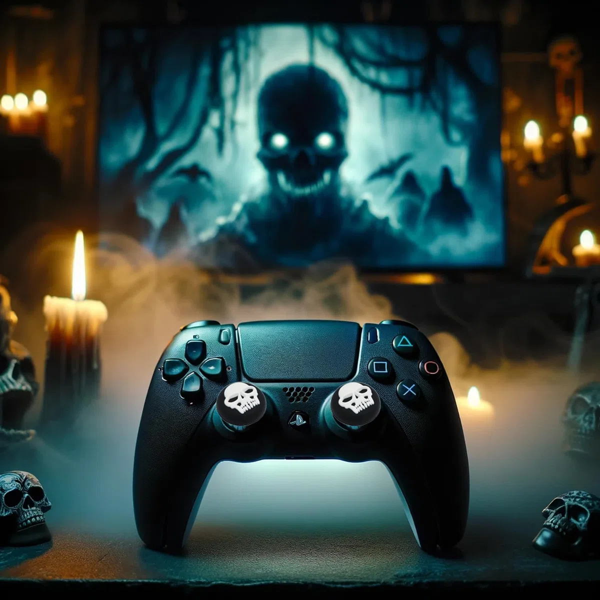 MatoSan® 4 Tapas de Calavera, Agarre para PS4 y PS5, Accesorios para Controlador, Silicona Compatible con Xbox One Series y PS5 Edge Controller