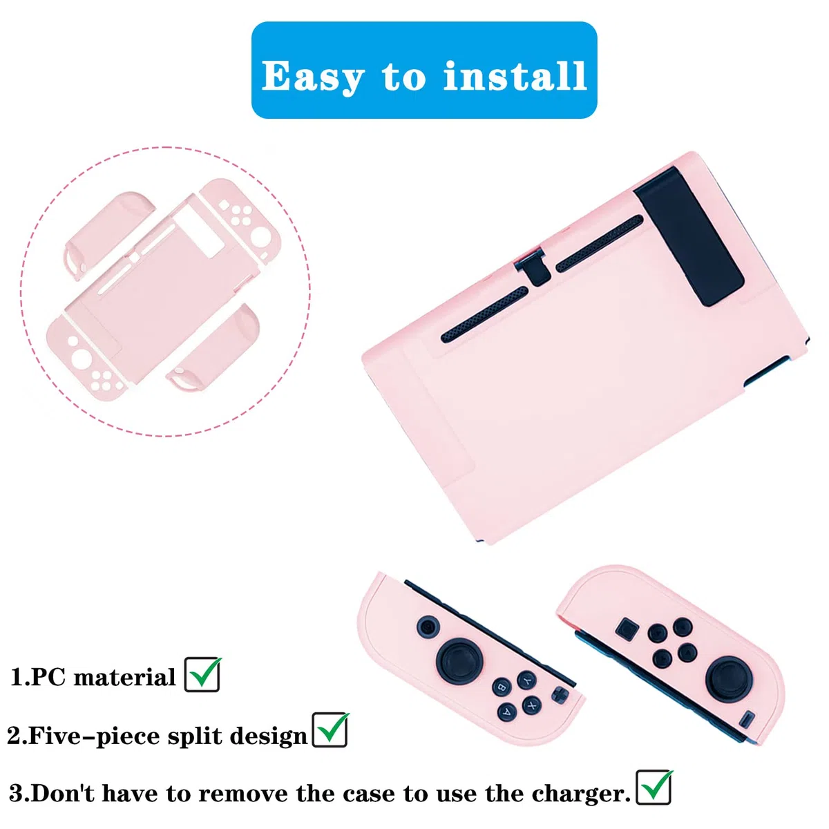 OLDZHU - Funda protectora para Nintendo Switch Joy-Con, incluye protector de pantalla de cristal y 4 agarraderas para el pulgar, absorción de golpes y antiarañazos