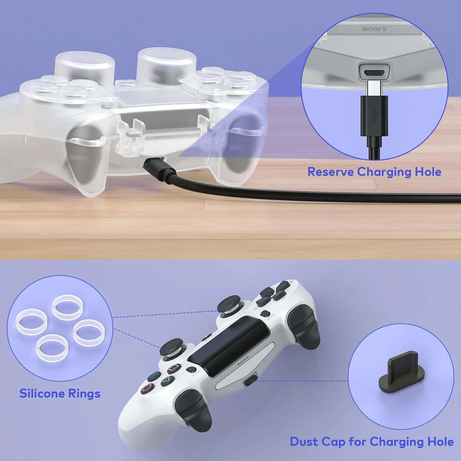 Funda para controlador de PS4, funda protectora Tiiletzote para controlador inalámbrico Playstation 4 DualShock 4, funda de viaje para PS4, funda de almacenamiento para mando PS4, accesorios para la