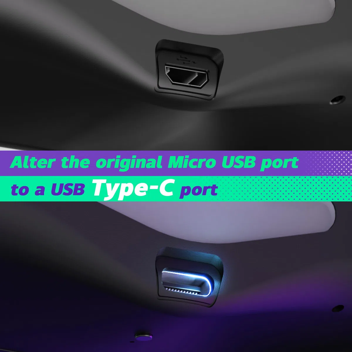 eXtremeRate Dawn Tipo C Versión Remap Kit para ps4 Slim Pro JDM-040/050/055 Mando con 6 Perfiles de Mapeo Carcasa Trasera Rediseñada y 4 Botones Traseros-Sin Controlador(Salpicaduras Negras)
