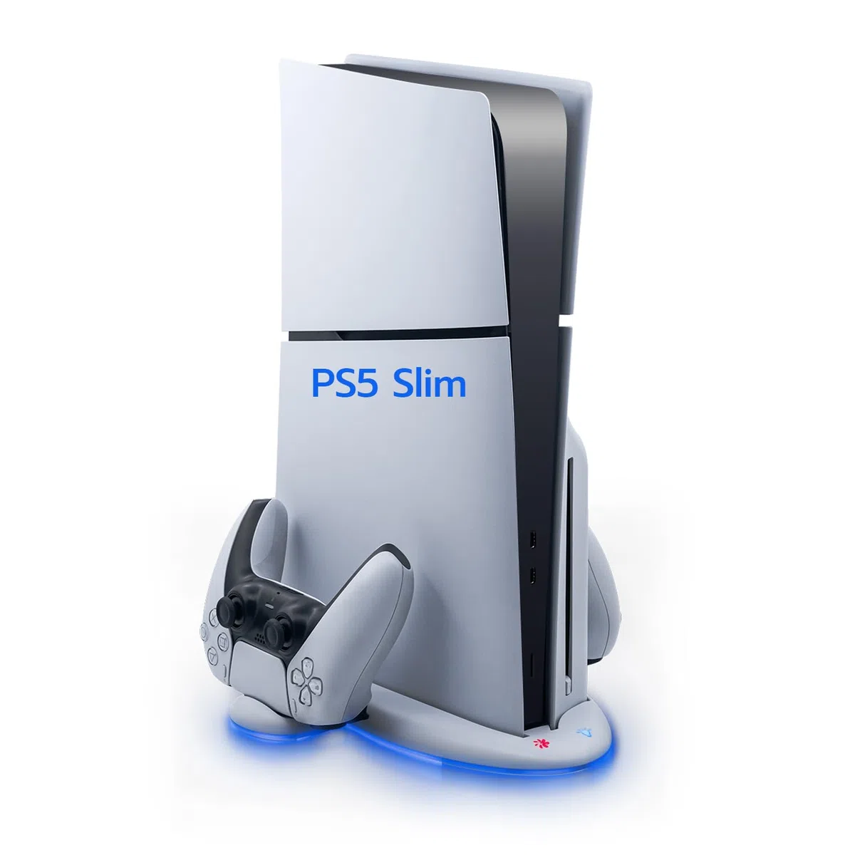 Wigearss PS5 Slim Soporte Vertical Ventiladores de Refrigeración, Soporte Multifuncional con Velocidad del Ventilador Ajustable en 3 Niveles, 9 Luces RGB para Consola PS5 Slim(No para la PS5/PS5 Pro)