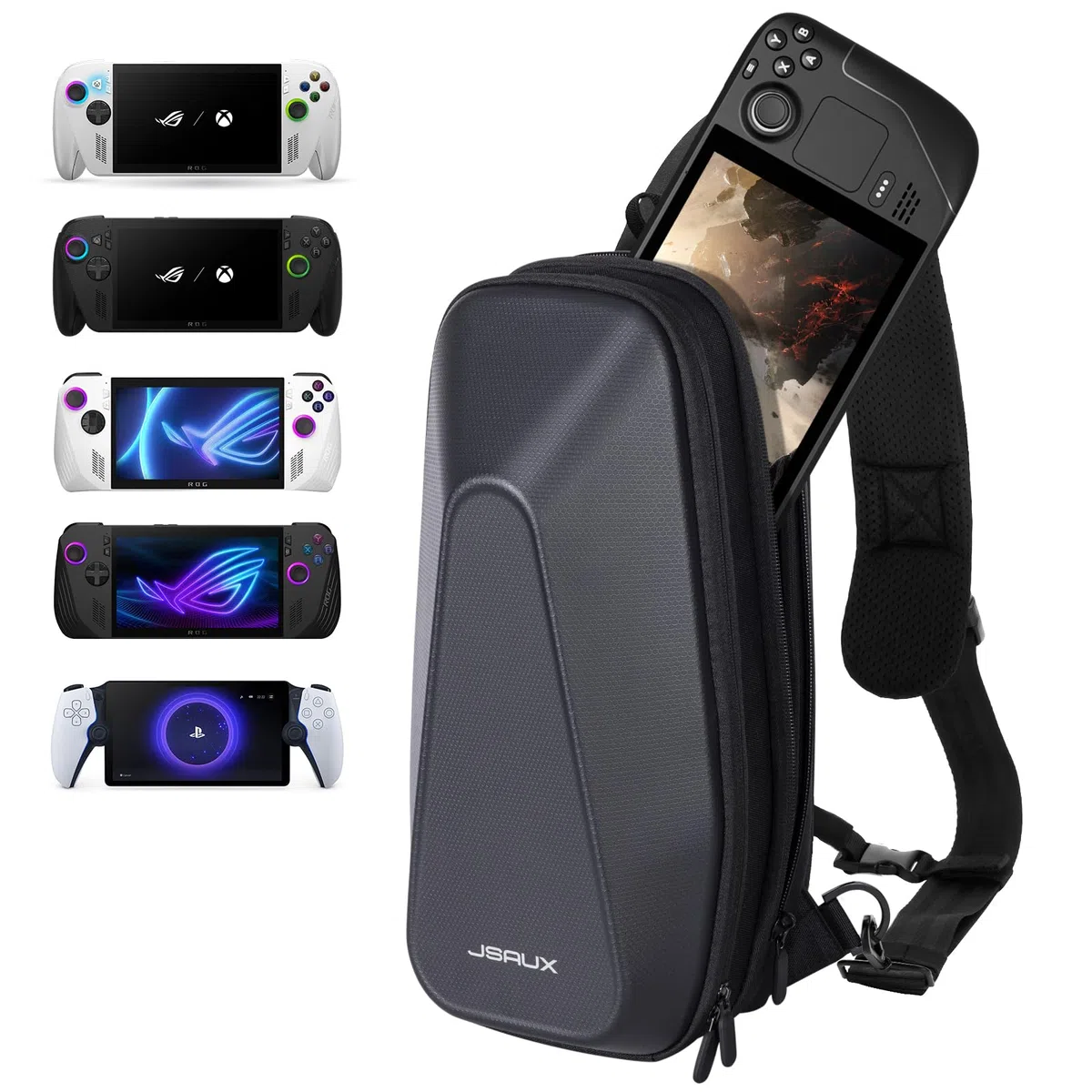 JSAUX Bolsa Sling para Steam Deck (OLED)/ROG Xbox Ally X (2025)/Xbox Ally/ROG Ally (X), Funda de Transporte con Carcasa Rígida, Bolsa Crossbody de Accesorios para Viajes - BG0105X
