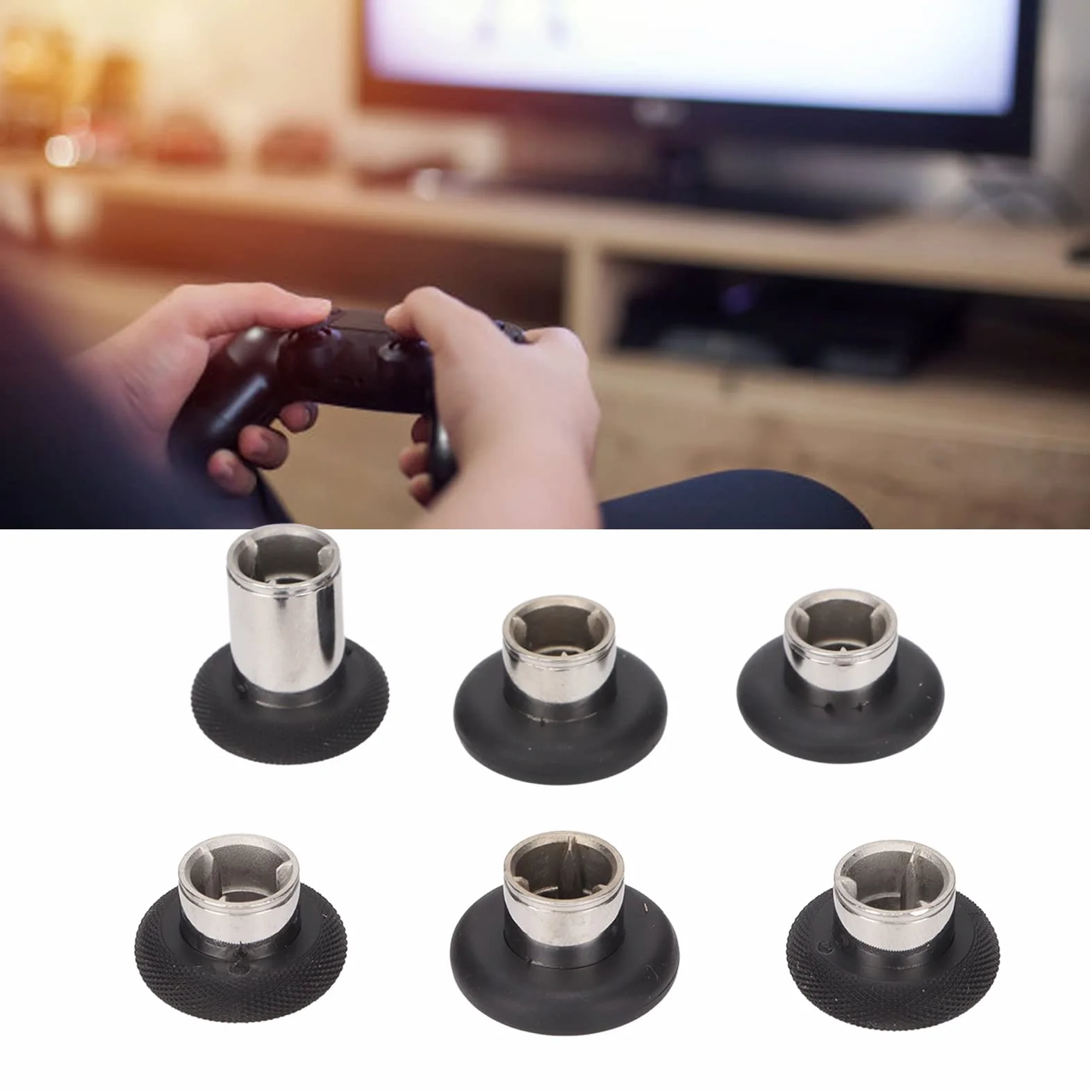 Joysticks de Repuesto, 6 uds. Joysticks de Goma de Metal de Acero Inoxidable Grip Swap Joysticks Thumb Stick para One Series 2