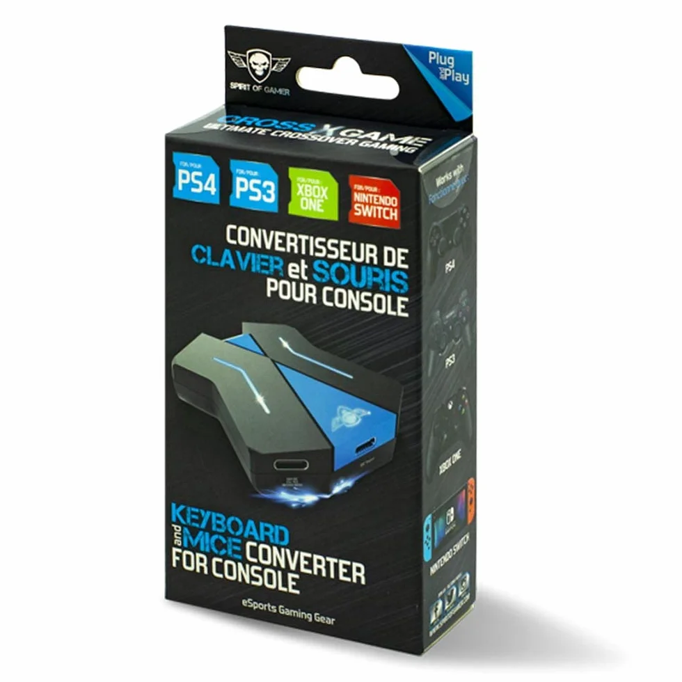 Spirit Of Gamer - Adaptador Teclado y Ratón - Compatible con Mandos De PS4/PS3/SWITCH/XBOX - Convertidor de Consolas De Videojuegos - Juega con Teclado Y Ratón con El CROSSGAME One