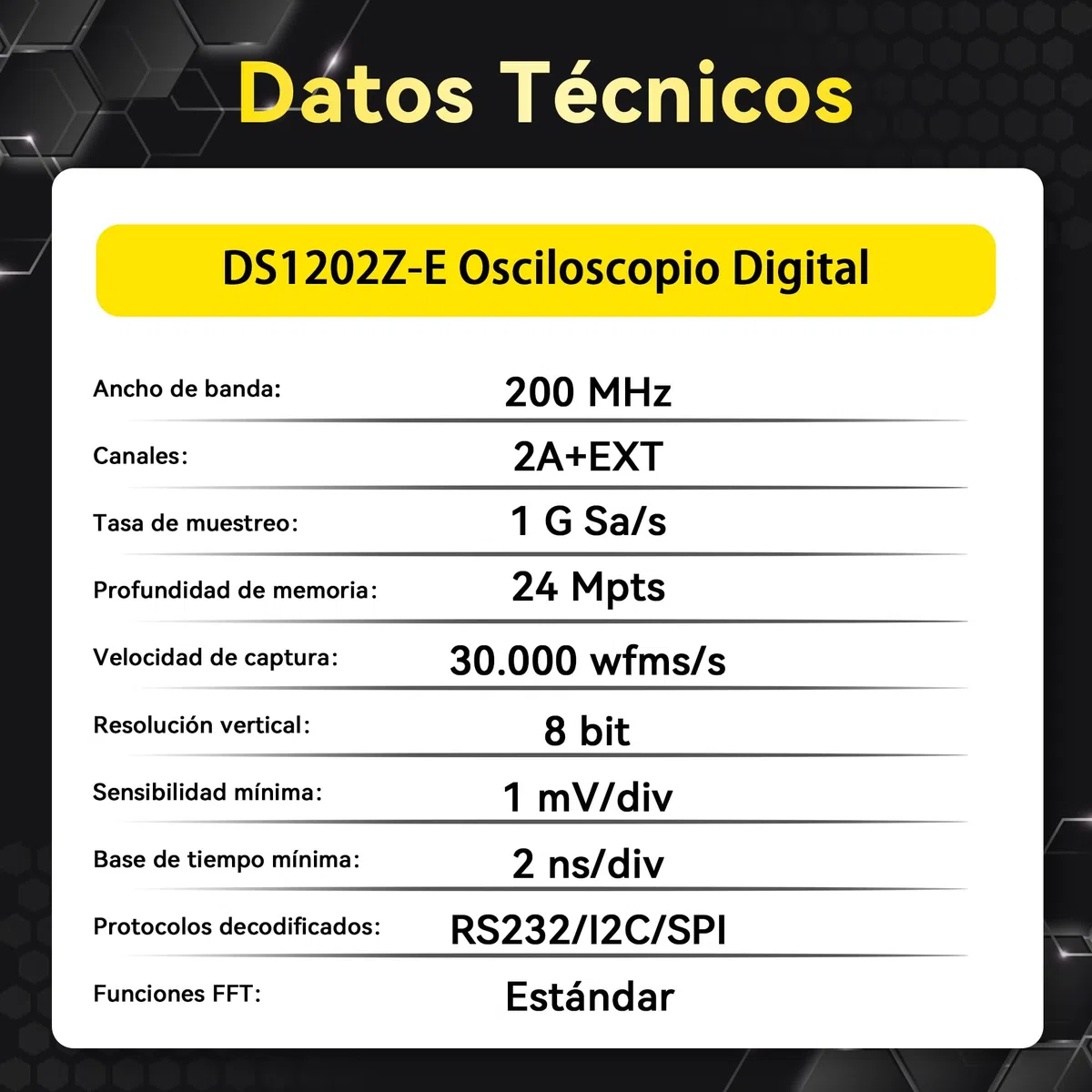 RIGOL Osciloscopio,DS1202Z-E Osciloscopio Digital,200 MHz,2 canales+EXT,pantalla de fósforo HD de 7 pulgadas,Alta relación calidad-precio,ideal para I+D,mantenimiento y enseñanza en laboratorio