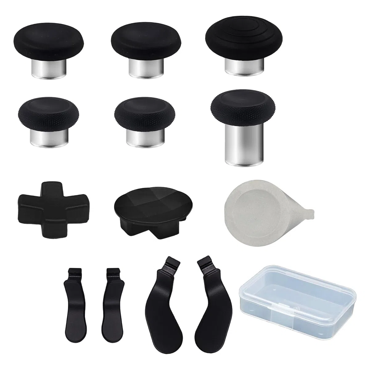 Peixiong Juego de componentes de los mandos 13 en 1 para Xbox Elite Series 2 Core Controllers con 6 joysticks metálicos y herramientas, 2 D-Pads, 4 paletas para Xbox Elite Series 2 (negro)