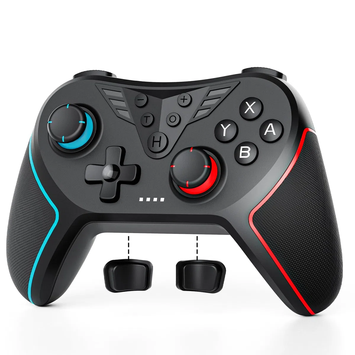 LATEC Mando para Switch/Switch 2, Mandos Switch Inalambrico para Swith Lite/Switch OLED con Hall Joystick/Programable Botón/Gyro Axis/Vibración Regulable/Función Turbo y Captura de Pantalla,Negro