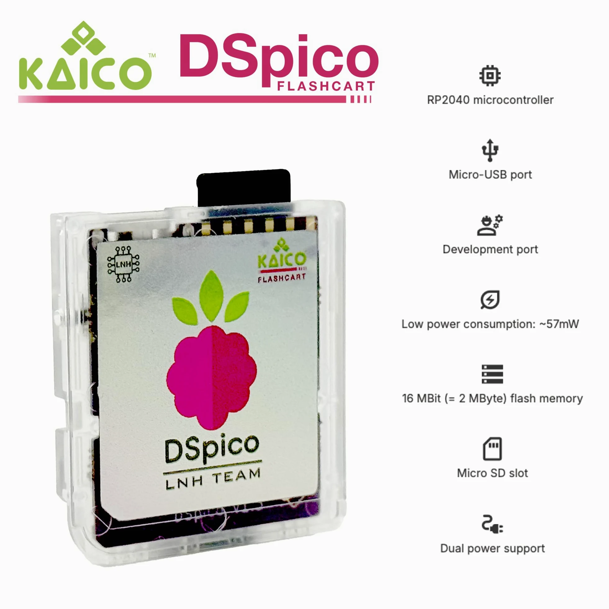 Kaico DSPico DS Flash Cart/Flash Card (R4 Upgrade) for Nintendo DS/DSi – 8GB MicroSD Included, LNH Open-Source RP2040 Design, Dual Power, 6MB/s SD Read, DS Mode & Pico Launcher Support