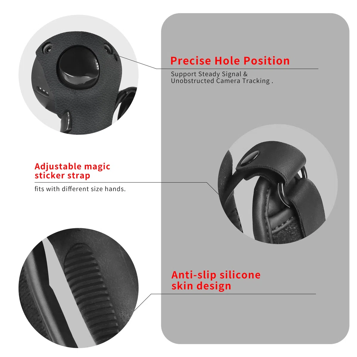 Globular Cluster QP2 Silicone Grips Covers for Meta Quest Pro Controller-Silicone Grip Cover Protector Equipped with Knuckle Straps with PU Leather Cushion Pad (Black)