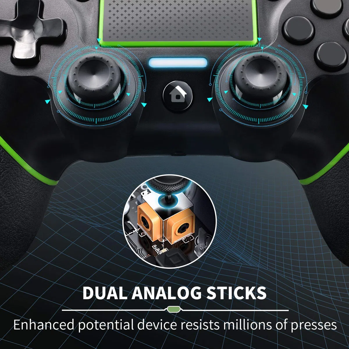 Mando para PS-4, Mando Inalámbrico Mando Bluetooth Compatible con PS-4/Pro/Slim/PC, Gamepad Jostick con Vibración, Turbobotón, Giroscopio De 6 Ejes, Panel Táctil, Audio Jack
