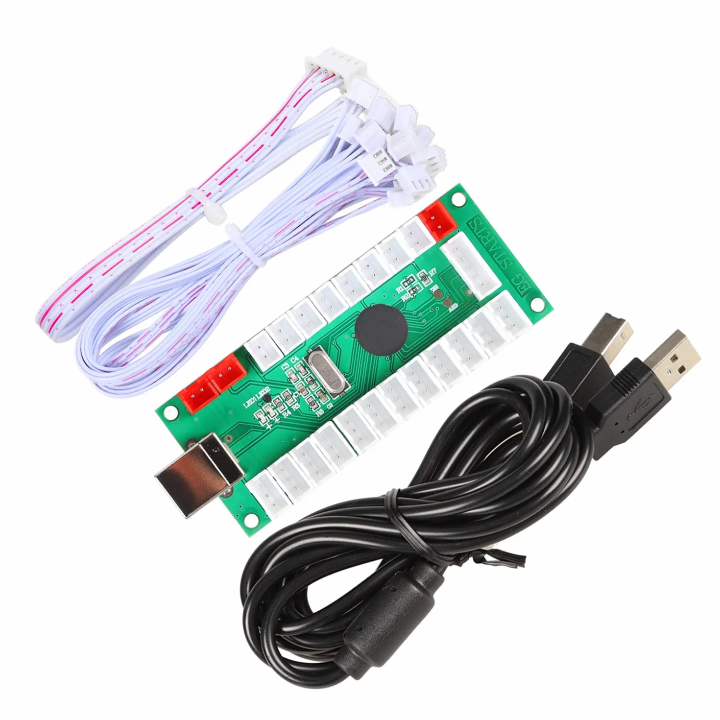 EG STARTS 4 Player Classic DIY Arcade Joystick Kit Parts USB Encoder para PC Juegos de controles 4/8 Way Stick 5V led Botones iluminados para videojuegos Consolas Mame Raspberry Pi y 4 colores