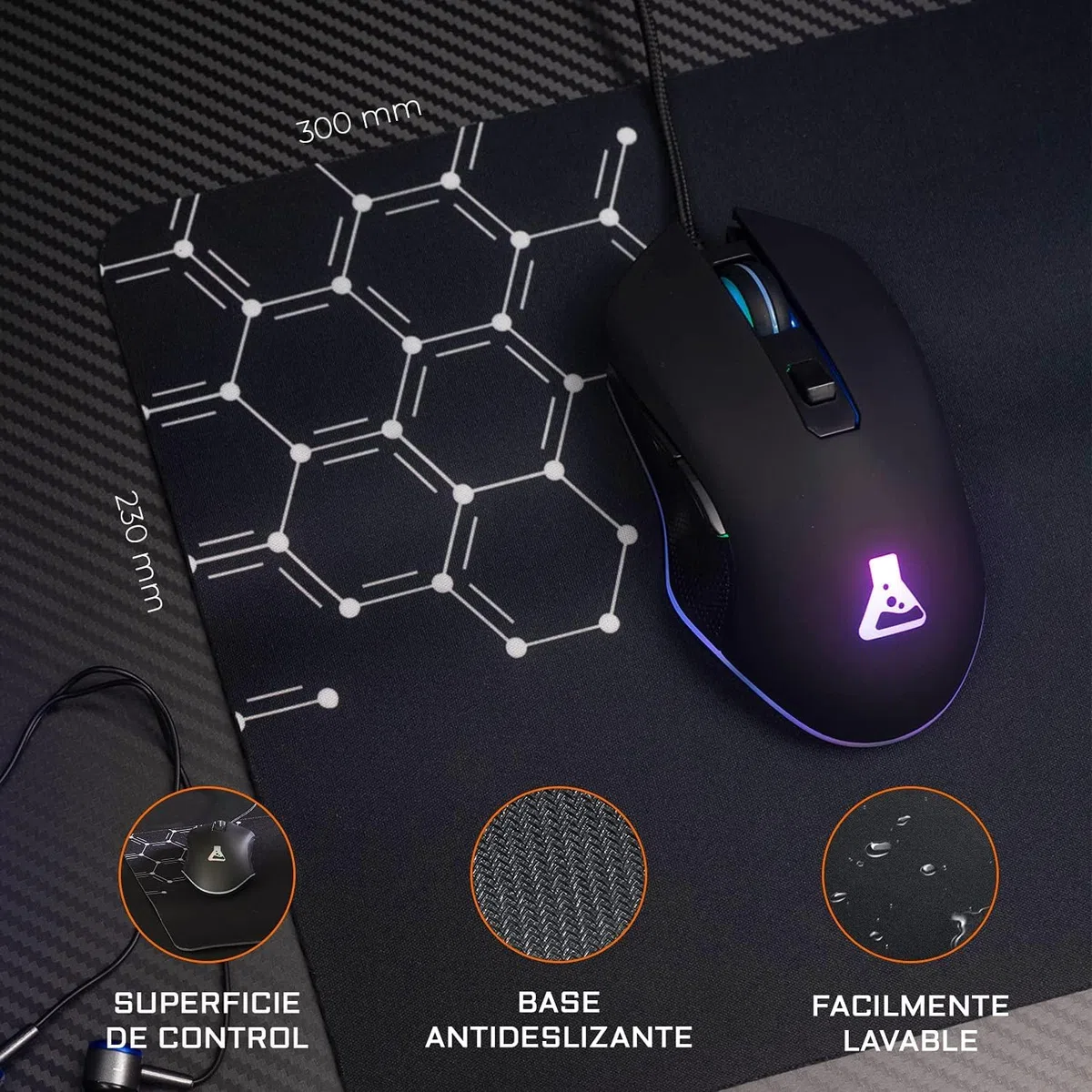 G-Lab Combo Yttrium - Pack Teclado y Raton Gaming, Combo 3 en 1 con Teclado Gaming QWERTY, 105 Teclas, Ratón Gamer 2600 dpi, Alfombrilla de ratón Gamer - PC/PS4/PS5 (Nueva versión)