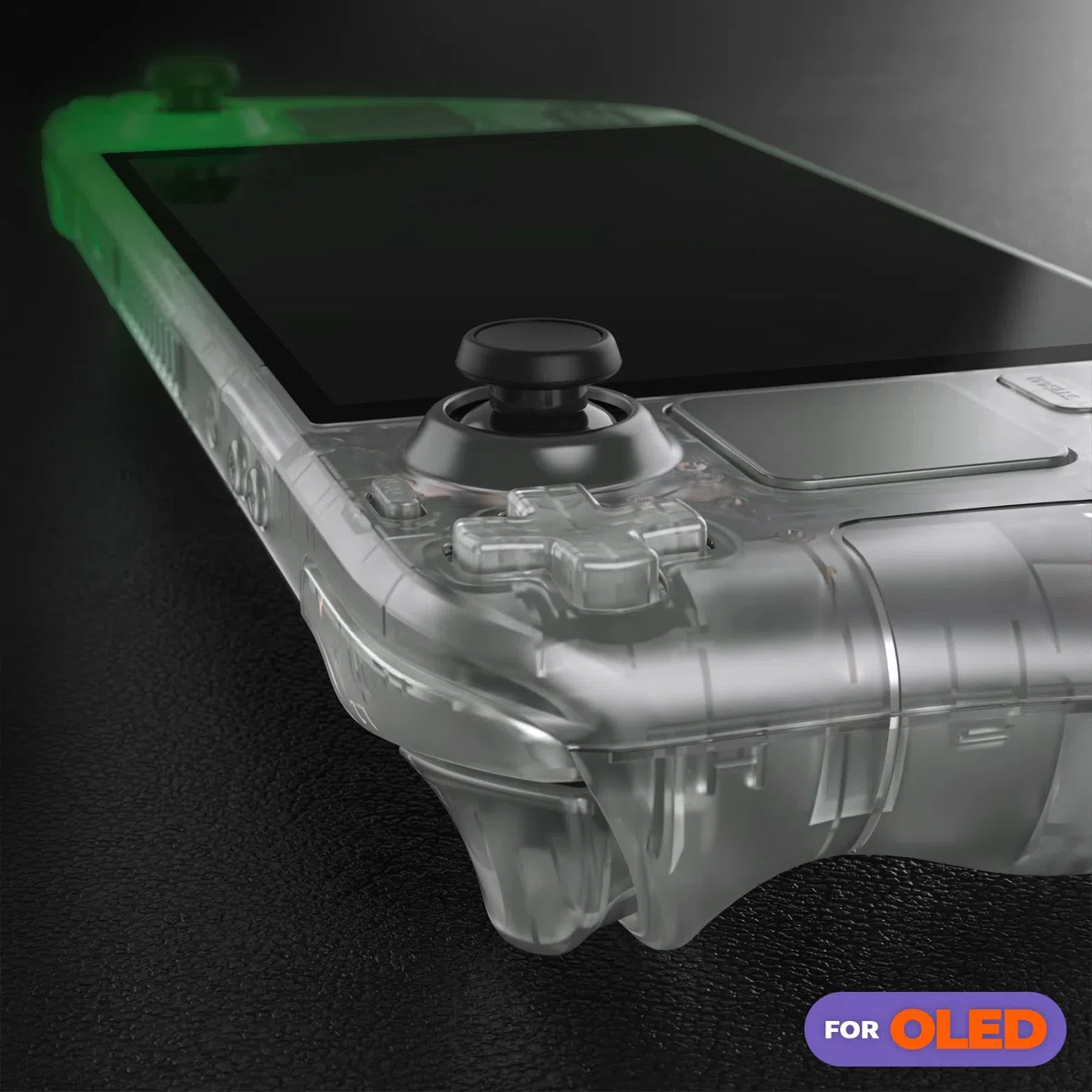 eXtremeRate Carcasa Transparente Compatible con Steam Deck OLED Accesorio Placa Frontal Cubierta Trasera y Trackpad Funda Case con Botones para Steam Deck OLED-Consola NO Incluida(Brilla en Oscuridad)