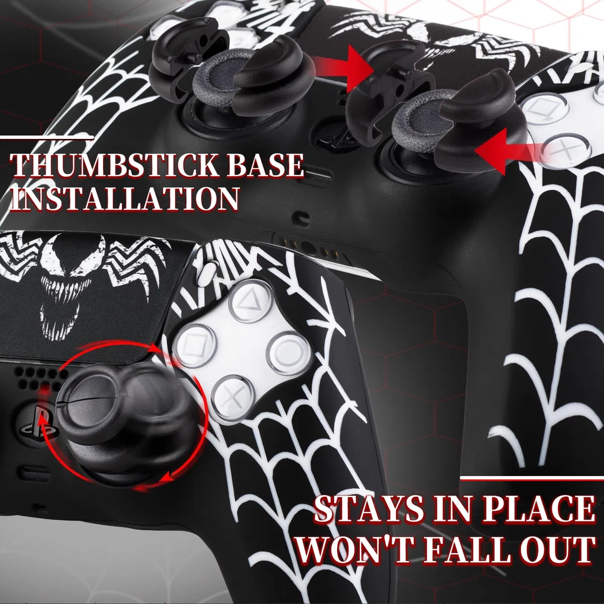 1 adhesivo de silicona y 2 empuñaduras extensoras para mando de PS5 Venom Web