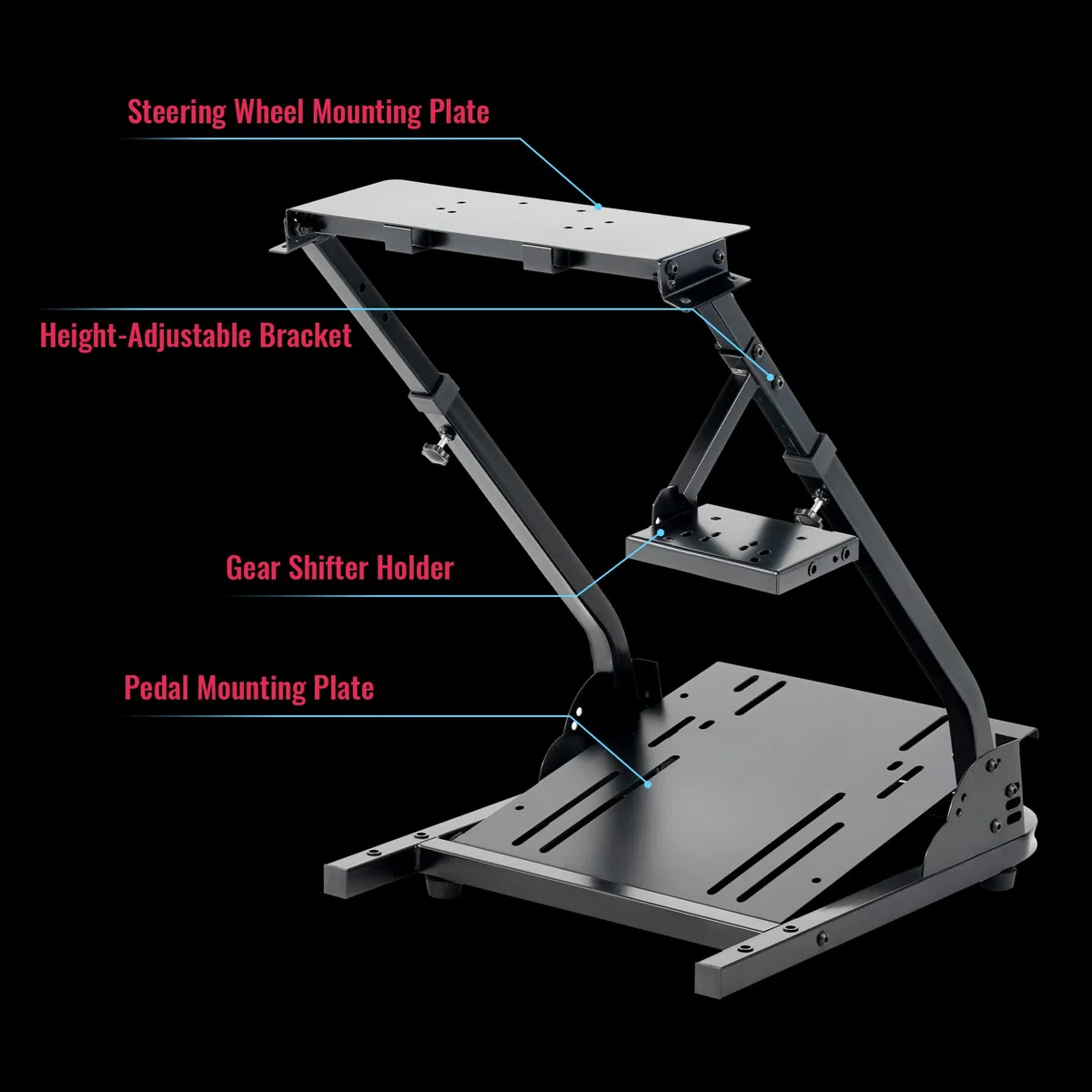 CO-Z Soporte Volante Plegable Compatible con Simuladores y Volantes como Logitech G920 G27 G25 G29 Thrustmaster T80 T150 TX F430 y Más Soporte para Volante Ajustable en Altura sin Pedales ni Volante