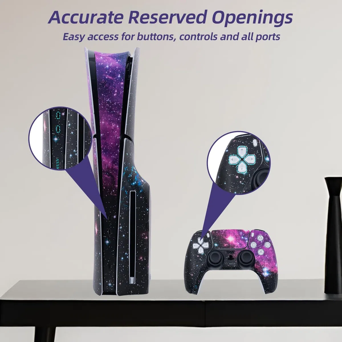 Mcbazel Calcomanías de la Serie Pattern Pegatinas de Vinilo Solo para PS5 Slim Disc Edition - Galaxy