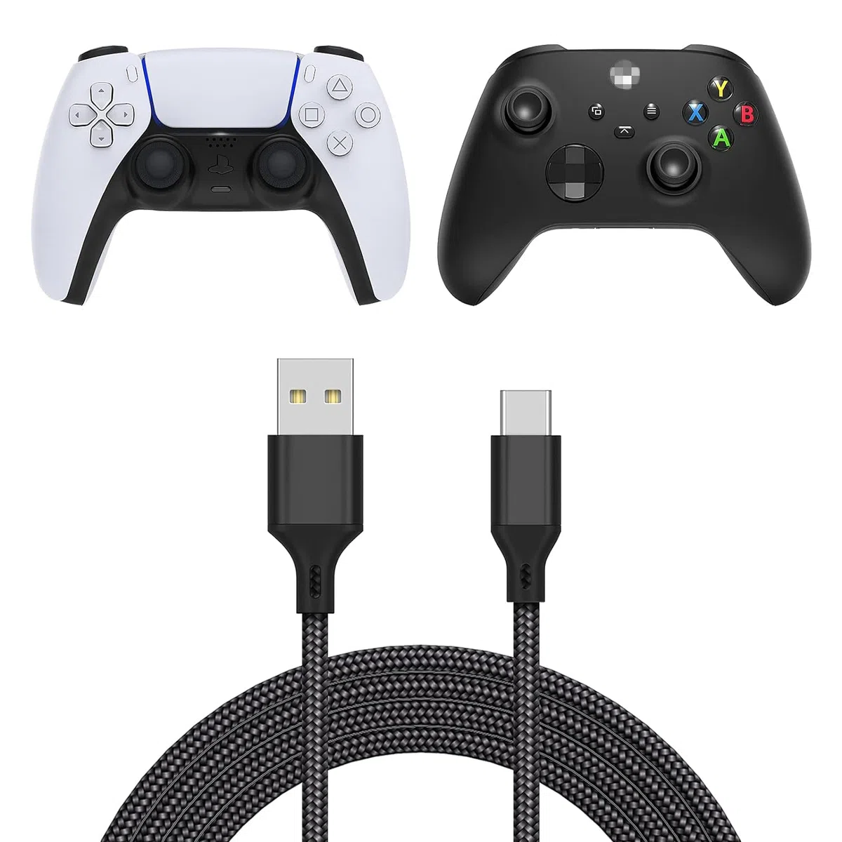 FYOUNG Cable USB C para mandos de PS5 DualSense, Xbox Series, Nintendo Switch, OLED/Switch Lite, color negro