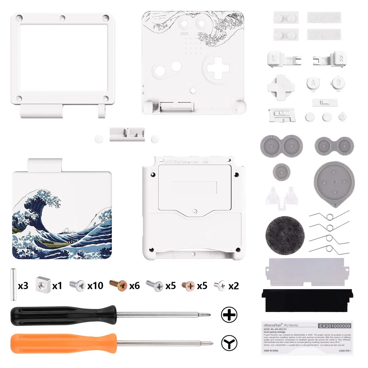 eXtremeRate Carcasa para Gameboy Advance SP, Funda Placa Cubierta con Botones, Compatible con Todos IPS y LCD Estándar - No Incluye Consola ni Pantalla IPS, La Gran Ola
