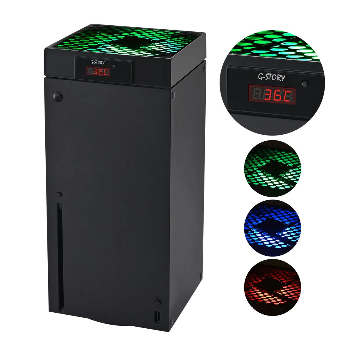 G-STORY Ventilador para Xbox Serie X con velocidad automática del ventilador ajustable por temperatura, pantalla LED,3 velocidades 1500/1750/2000RPM (140MM)(Negra)