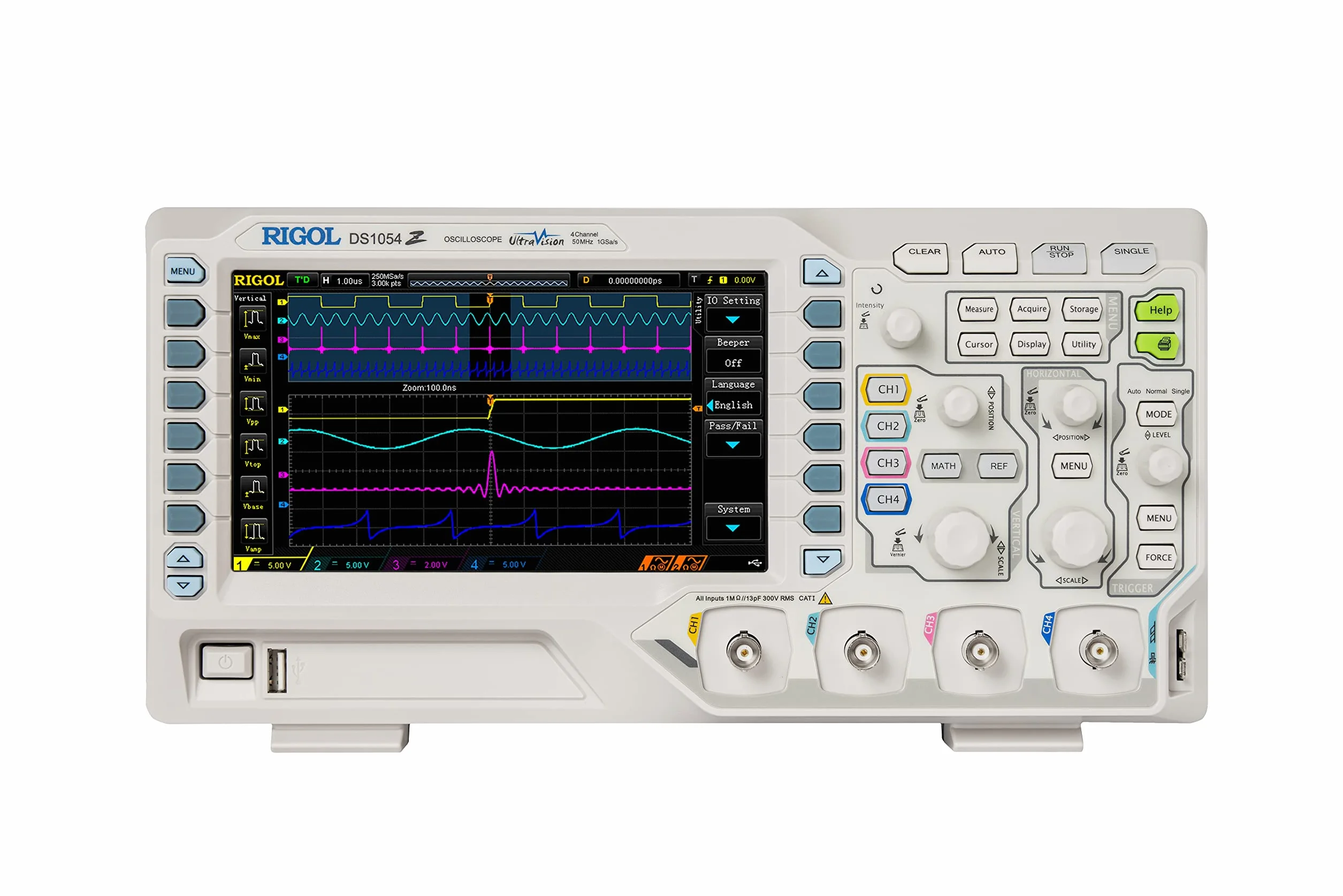 RIGOL DS1054Z Osciloscopio Digital,50MHz,24Mpts,1G Sa/s,4 Canales Analógicos,Función de Disparo y Decodificación Gratuita,Garantía de 3 Años