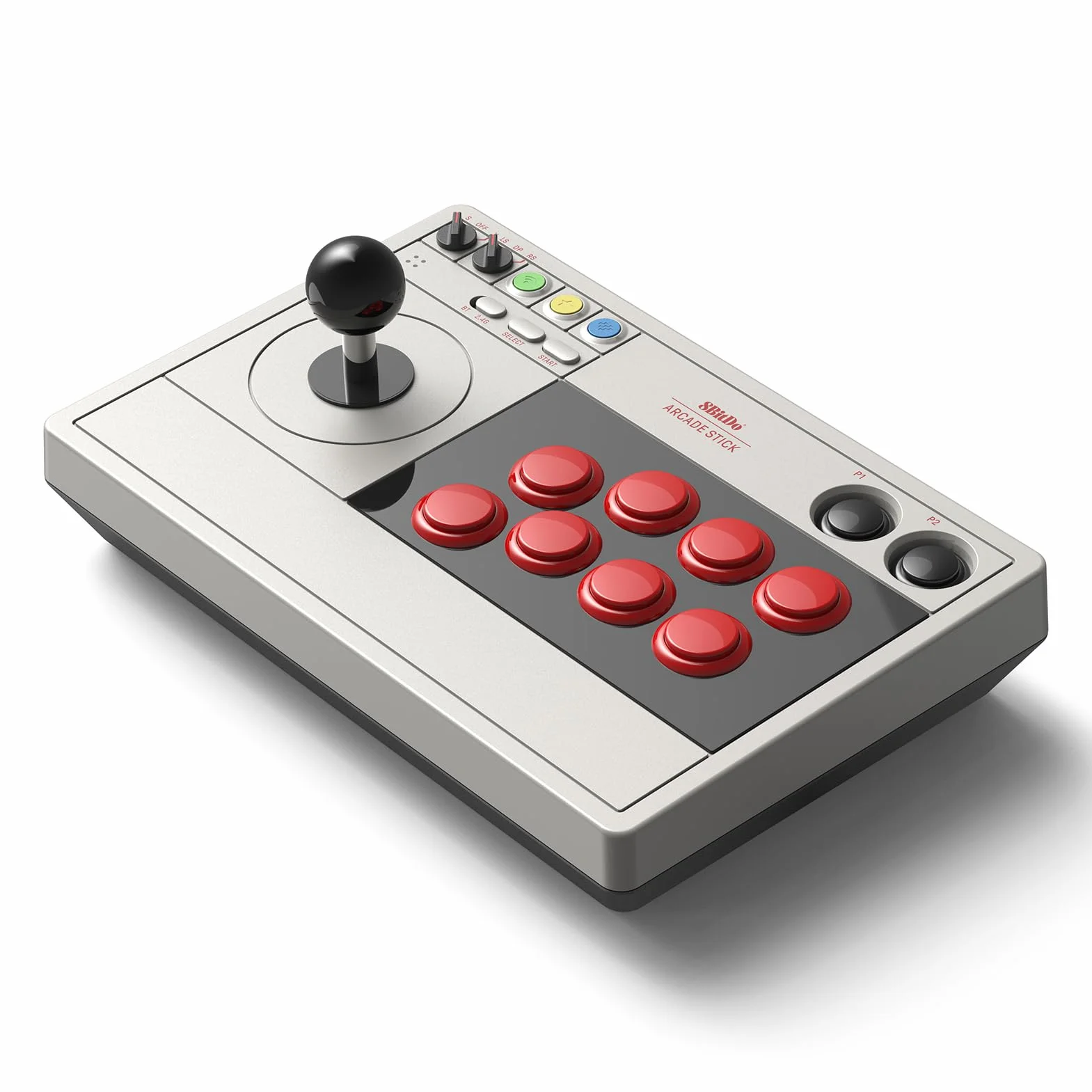 8BitDo Retro Arcade Fight Stick - Joystick de 8 vías con 2 botones macro dedicados y función turbo para interruptor y ventanas de PC, compatible con Bluetooth inalámbrico, receptor de 2.4 G y conexión