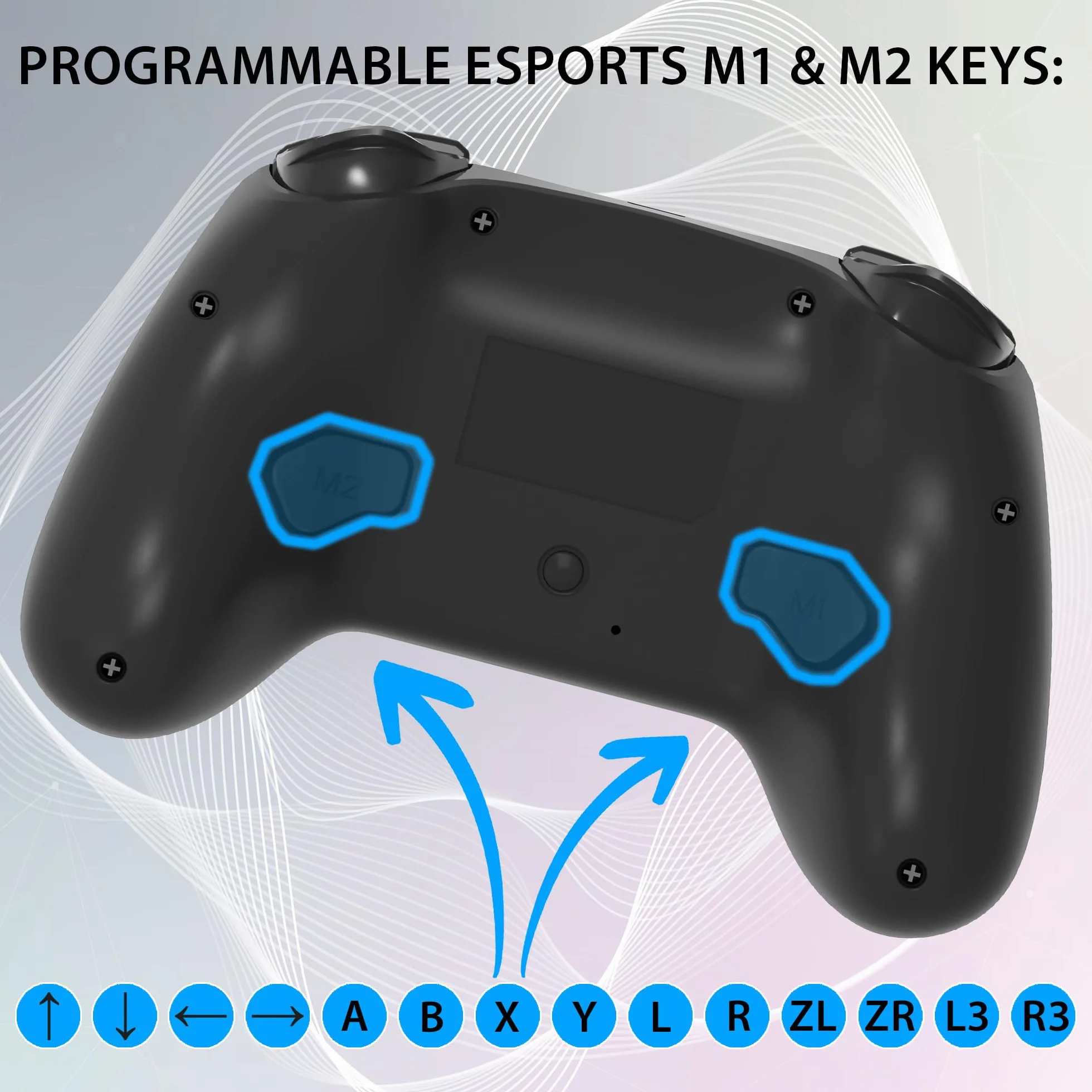 Subsonic – Mando para Nintendo Switch/Switch 2 - Mando Switch inalámbrico bluetooth con LED, vibración y giroscopio - Negro