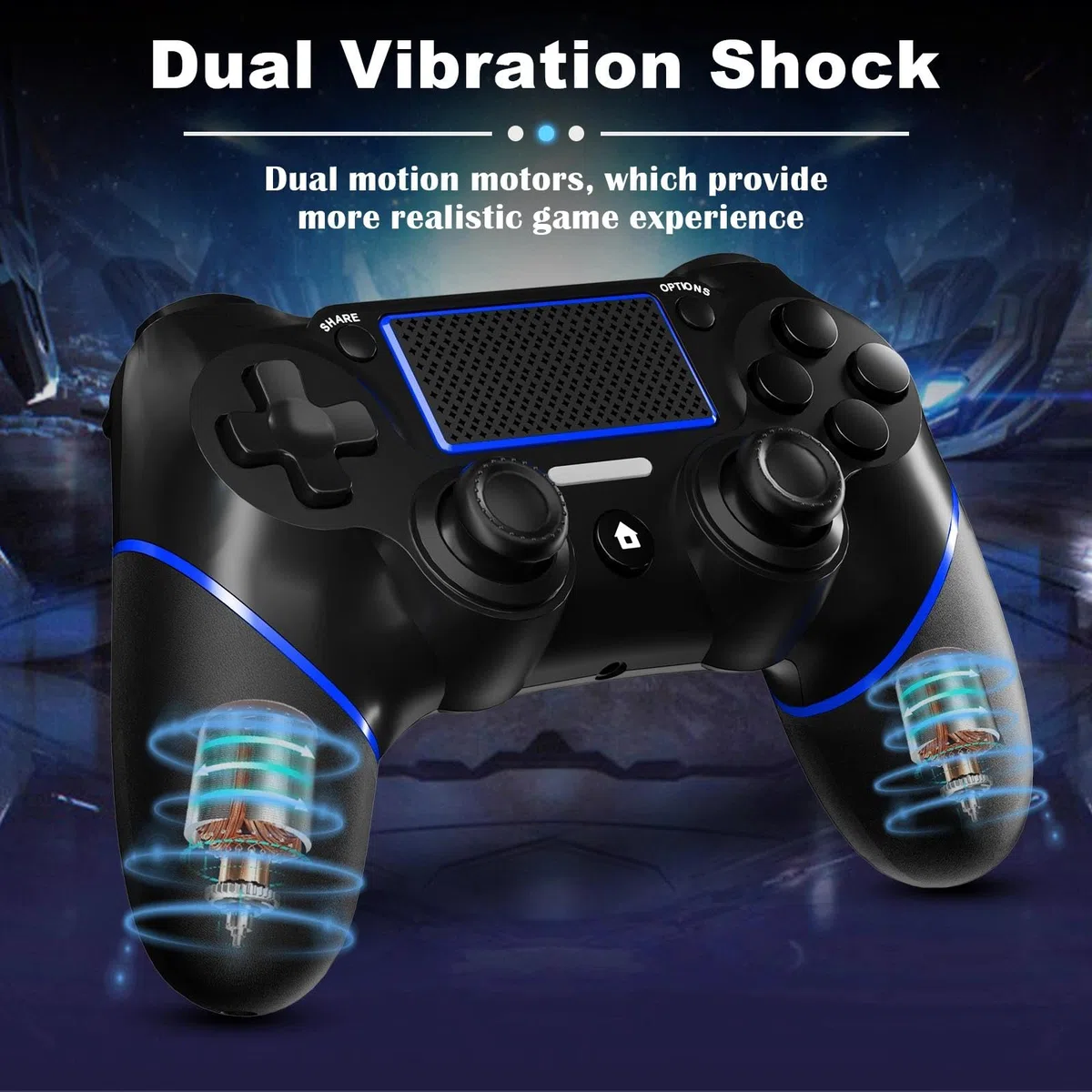 CHEREEKI Mando para PS4 con Bluetooth, Mando Inalámbrico para PS-4 con Turbo/Sensor Giroscópico de 6 Ejes/Doble Vibración/Panel Táctil/Conector de Audio de 3,5mm(600mAh)
