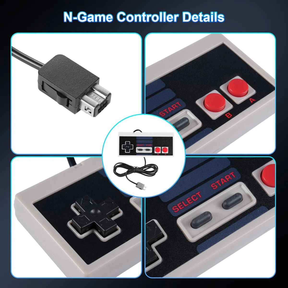 Binghe NES Game Controller, Mini Classic Edition Controller con NES Interfaz y Compatible con Nintendo NES/PC/M-A-C/Raspberry Pi 3(2 Piezas)