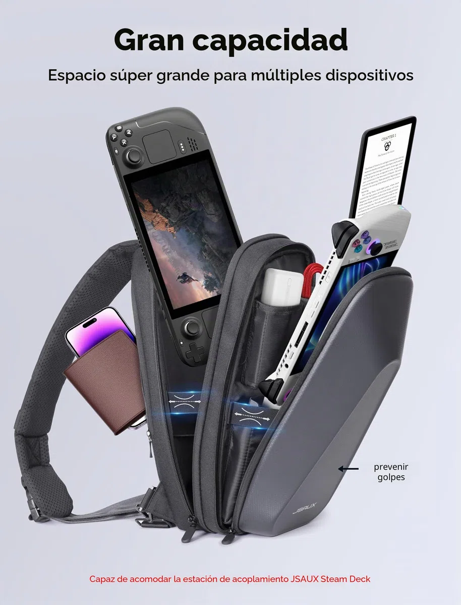 JSAUX Bolsa Sling para Steam Deck (OLED)/ROG Xbox Ally X (2025)/Xbox Ally/ROG Ally (X), Funda de Transporte con Carcasa Rígida, Bolsa Crossbody de Accesorios para Viajes - BG0105X