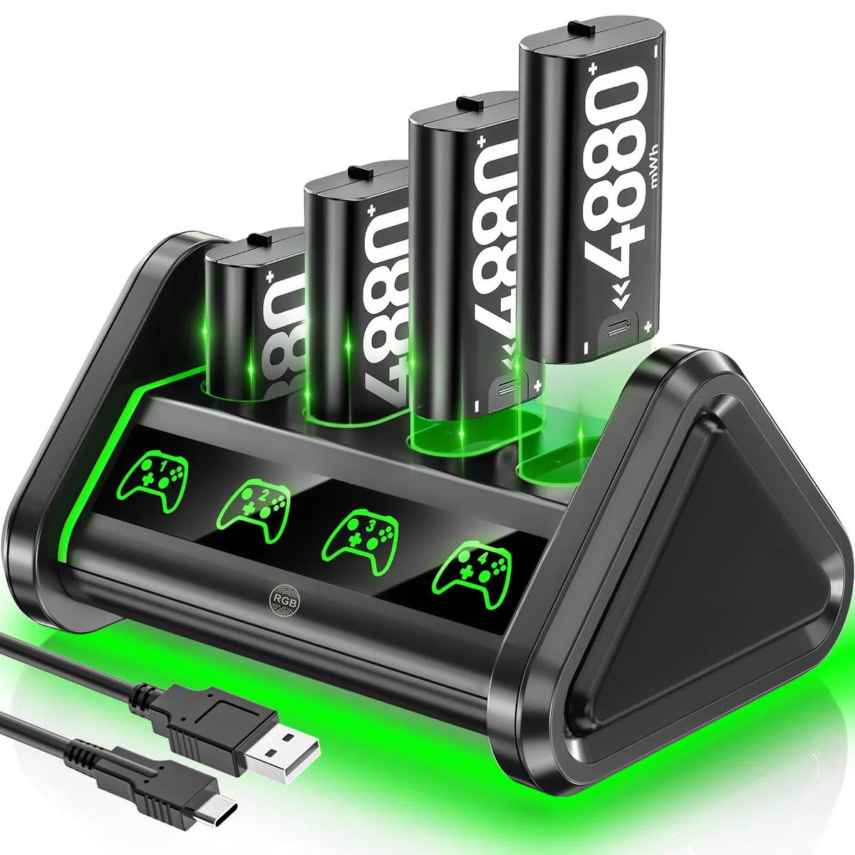OIVO Baterías para Xbox One/Series X|S/Elite, 4x4880mWh Bateria Mando Xbox, Baterías Recargables para Mandos Xbox, Accesorios para Xbox One/Series X|S