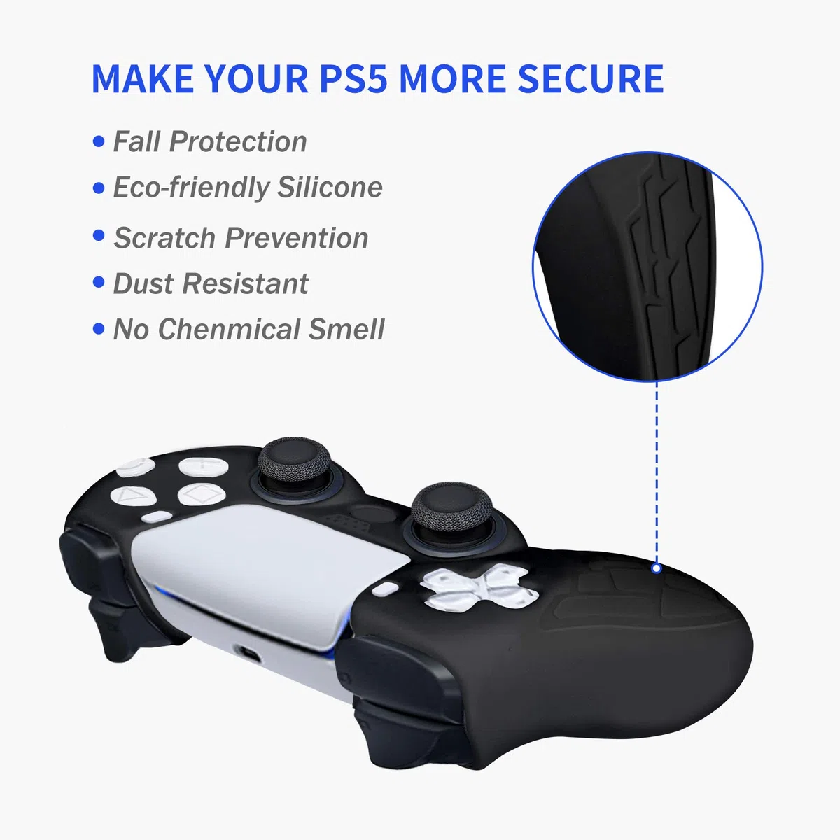 Newseego PS5 Controller Funda [2 Unidades], Funda Protectora de Silicona Suave Antideslizante para la Piel con 16 Piezas de Agarre para el Pulgar para PlayStation5 Controller,Negro + Blanco