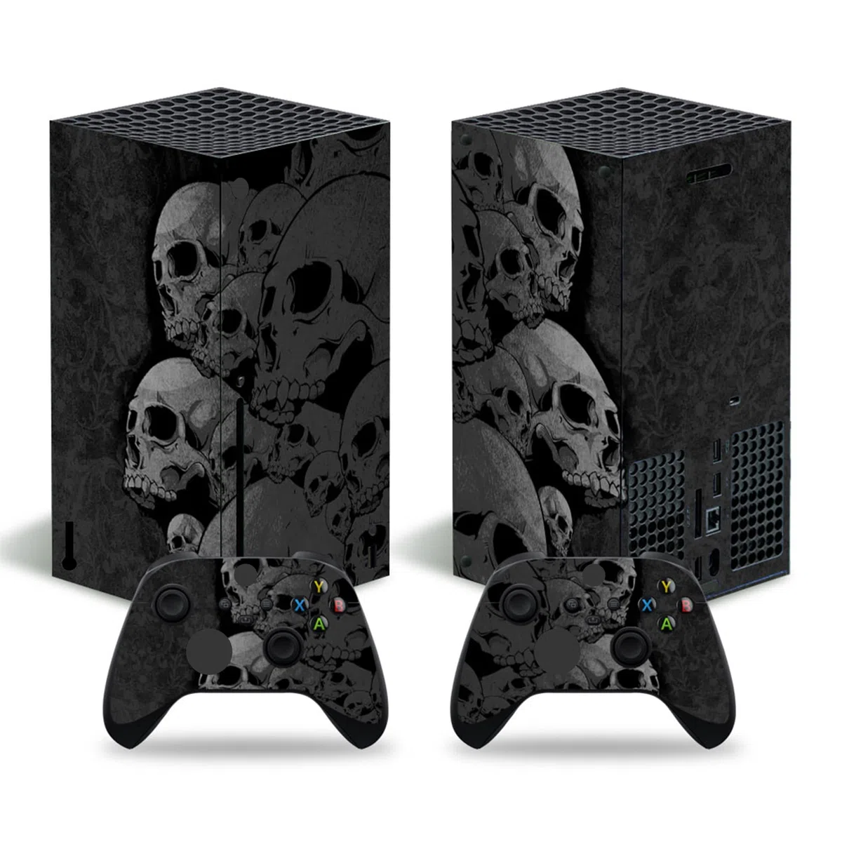 Calcomanía protectora de vinilo para consola Xbox Series X y controladores inalámbricos, calcomanía protectora de vinilo compatible con Xbox Series X (calavera negra)