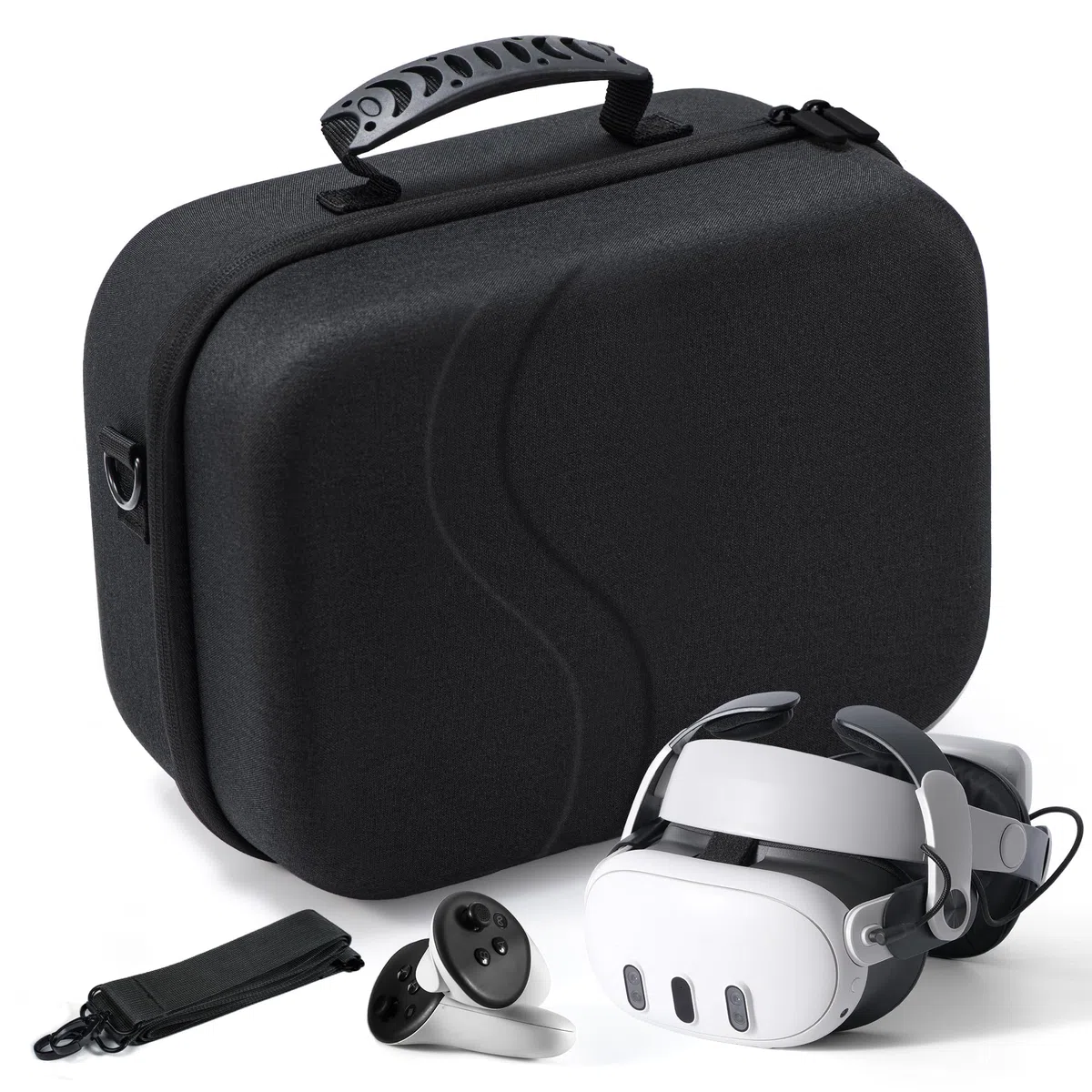 Funda de transporte grande mejorada para Quest 3, Black, Clásico